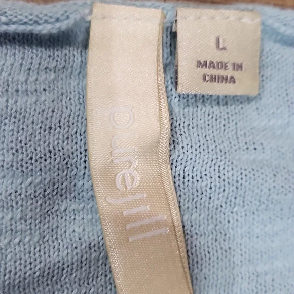 J. JILL PURE JILL Aqua Blue Scoop Neck Cotton Linen Blend Lightweight Sweater - Picture 2 of 11